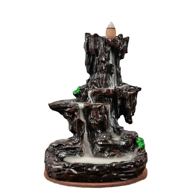 14*18cm Backflow Incense Burner Novelty Resin Wholesale Price Customized Incense Waterfall Mountain for Sales