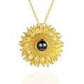 I Love You 100 Language Projection Charming Female Sunflower Pendant Necklace Elegant Clavicle Chain Collar Te Amo 100 Idiomas