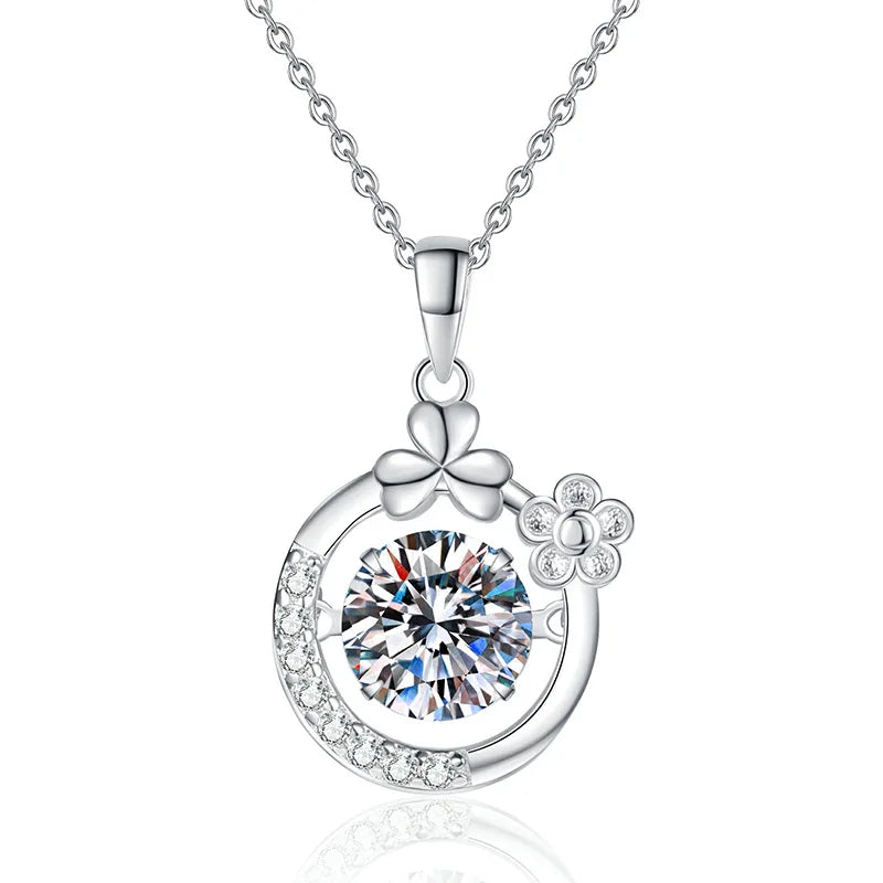 Custom Fine Jewelry 1Carat Moissanite Necklace 925 Sterling Silver Tiny Flower Moissanite Necklace for Women Gifts MegaBDM
