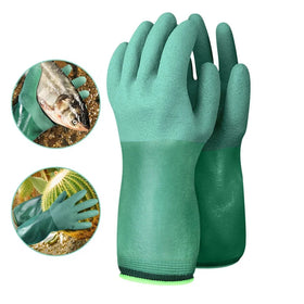Long Sleeve Waterproof Thorn Proof Nitrile Coated Working Gloves Fishery Garden Gloves for Gardening Fishing Clamming
