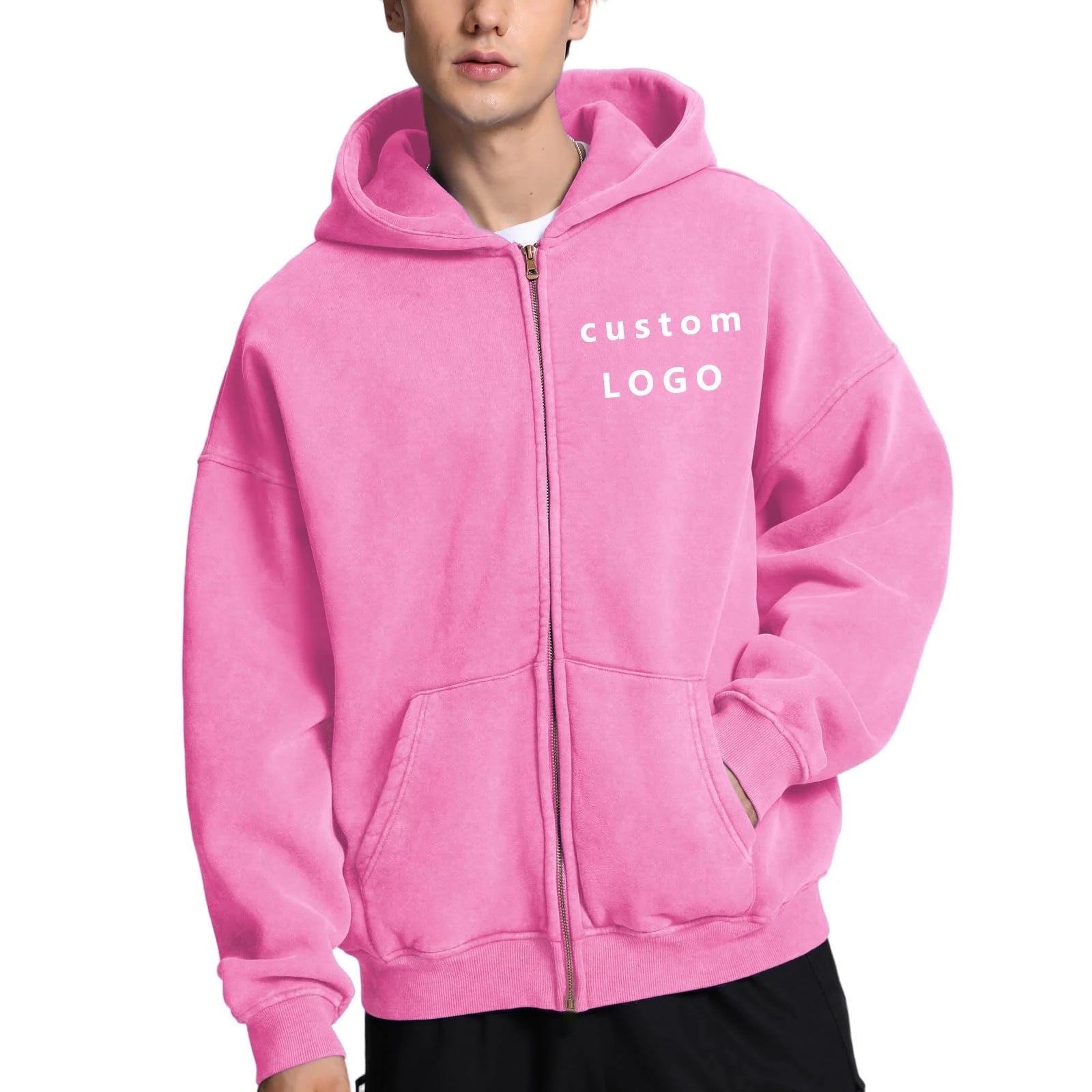 Unisex Heavyweight Sweatshirt Oversized Acid Wash Hoodie Vintage Hoodie Zip up Hoodie Men Custom logo
