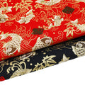 Japan Koi Lightweight 100% Cotton Spandex Poplin Fabric Gold Foil Print and Crepe Pattern Stretchy Plain Weave for Girls