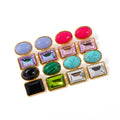New Ins Hot Selling 18K Gold Plated Jewelry Titanium Steel Double Layer Earrings Colorful Natural Gemstones Stud Earrings