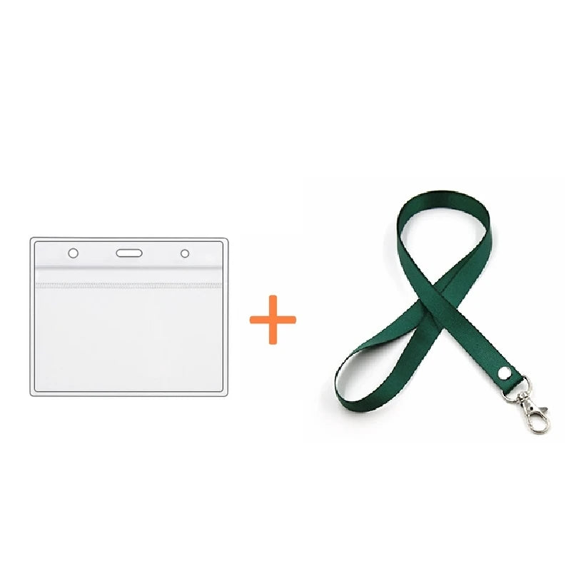 Factory Price Card Protector 4x3 Inches with Lanyard Transverse Clear PVC Plastic Card Cover Work Card ID Badge Lanyard Holder