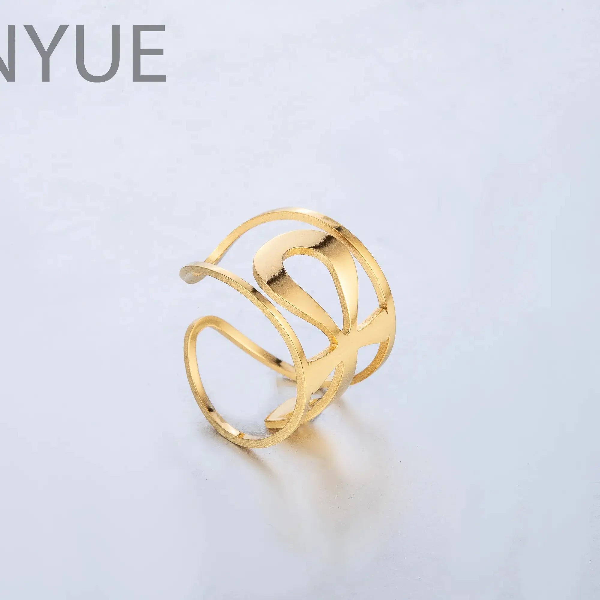 Fashion Stainless Steel Egyptian Jewelry 18k Gold Silver Plated Horus Eye Ankh Ring for Women Men Titanium Ring Jewelry