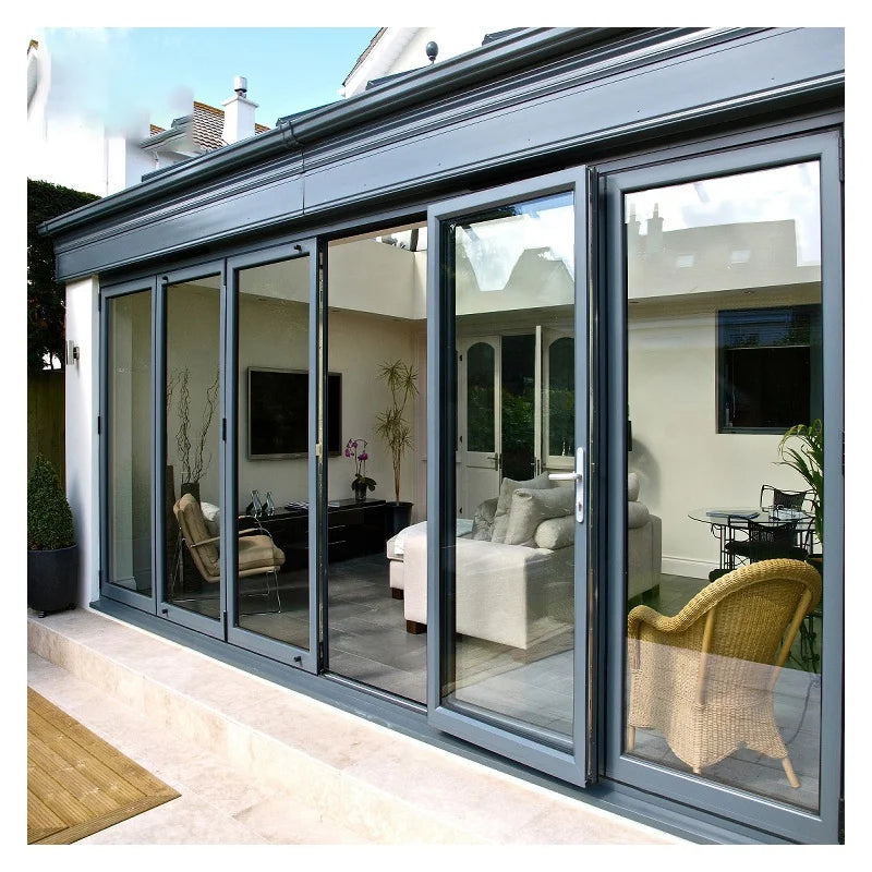 Big Balcony Modern Heavy Duty Villa Double Glazed Aluminum Alloy Sliding Glass Doors Tempered Glass Waterproof Customized Color