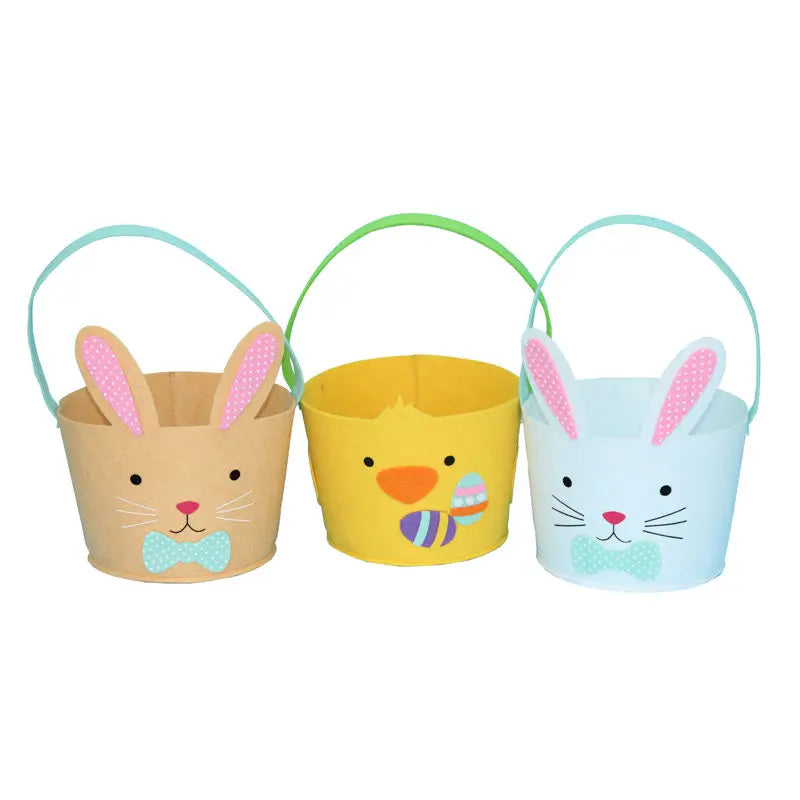 Happy 2025 Wholesale Animal Shape Felt Easter Basket Eggs Storage Bag Chick Bag With Egg Kids Gift Diy for Kids