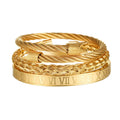 Royal Crown Screw Bangle Bracelet Set Gold Plated Stainless Steel European Jewelry Punk Men Hip Hop 3pcs/set 18K Trendy Men's