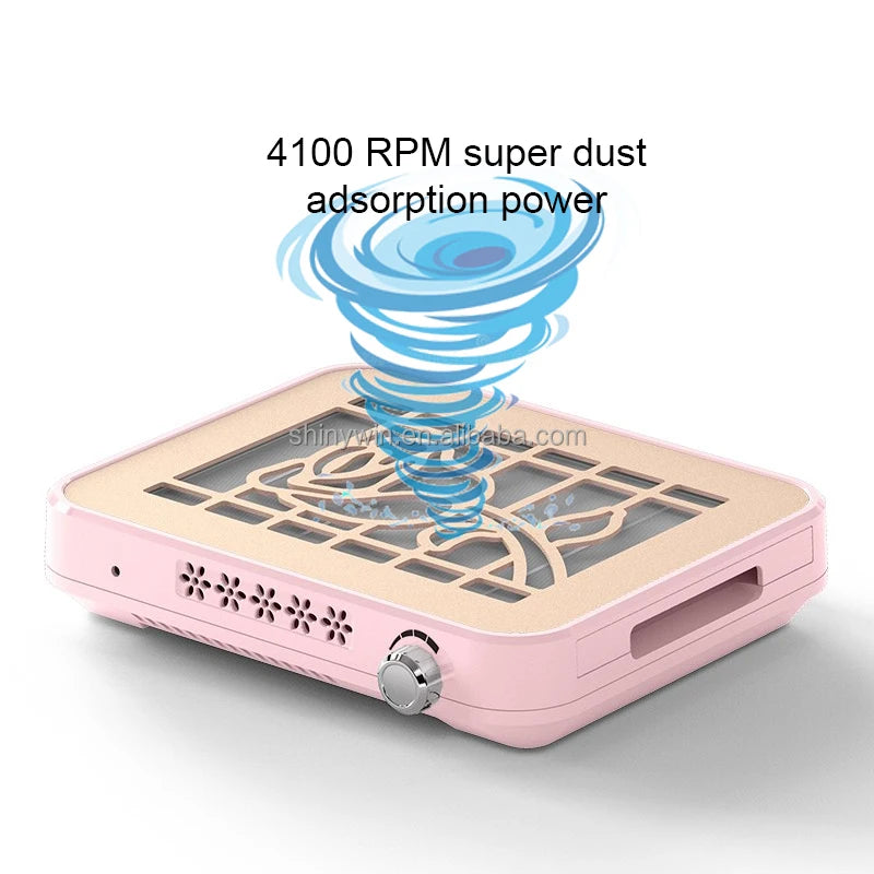 Rechargeable 4100RPM Turbo Suction Fan Dust Vacuum Cleaner Table Nail Dust Collector Reusable Filter Powerful Extractor Machine