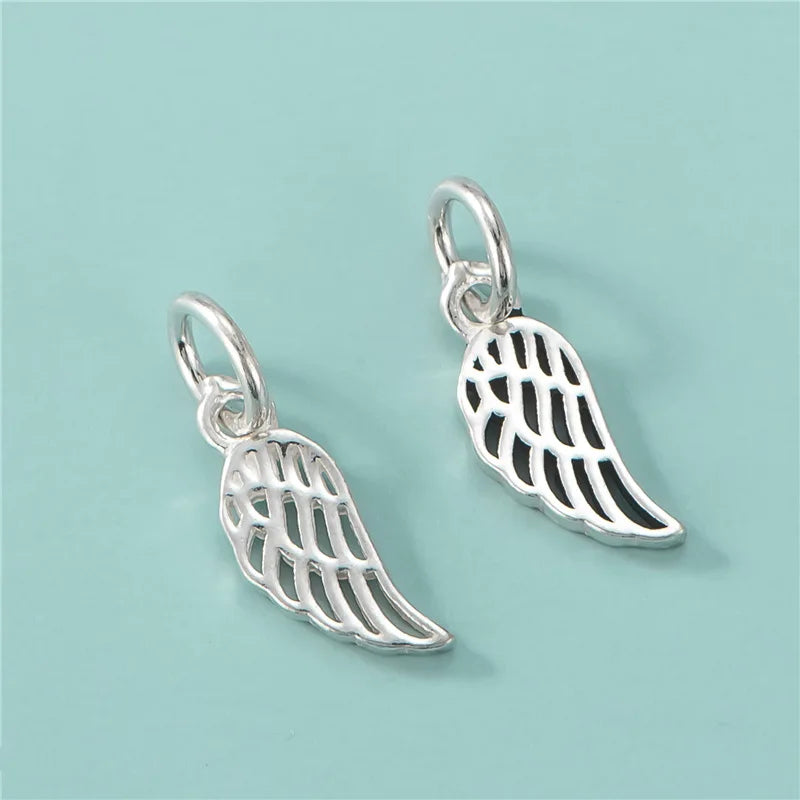 Angel Wing Pendant 925 Sterling Silver Cutout Angel Feather Wing Charms Pendant Accessories 5.5*13.5mm