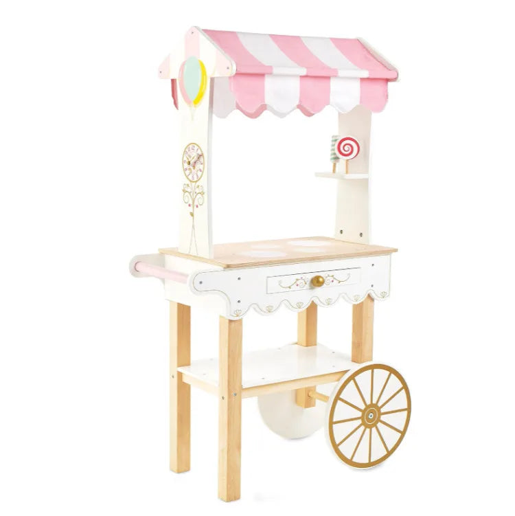 Customization Educational Wooden Toy Role Play Tea & Treats Trolley Wooden Play Food Trolley