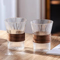 Breakfast Tea Latte Beer Milk Water Drinking Tumbler Vertical Striped High Borosilicate Glass Coffee Mug for Hot and Cold Drinks