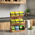 Modern Three-layer Counter Wooden Storage Non-folding Tea Stand Bag Rack with Box Suitable for Kitchen Home Display Rack