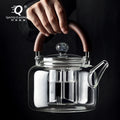 1000ml Steamer Dual-use Tea Boiler Magnetic Suction High Temperature Resistant Glass Thickened Separation Steamer Tea Kettle