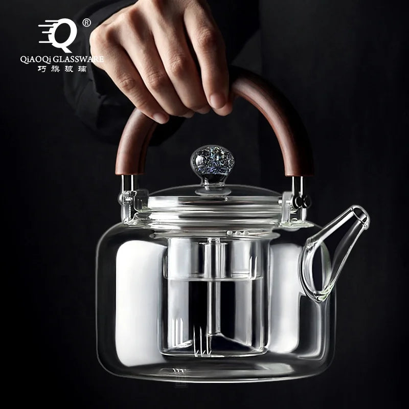 1000ml Steamer Dual-use Tea Boiler Magnetic Suction High Temperature Resistant Glass Thickened Separation Steamer Tea Kettle