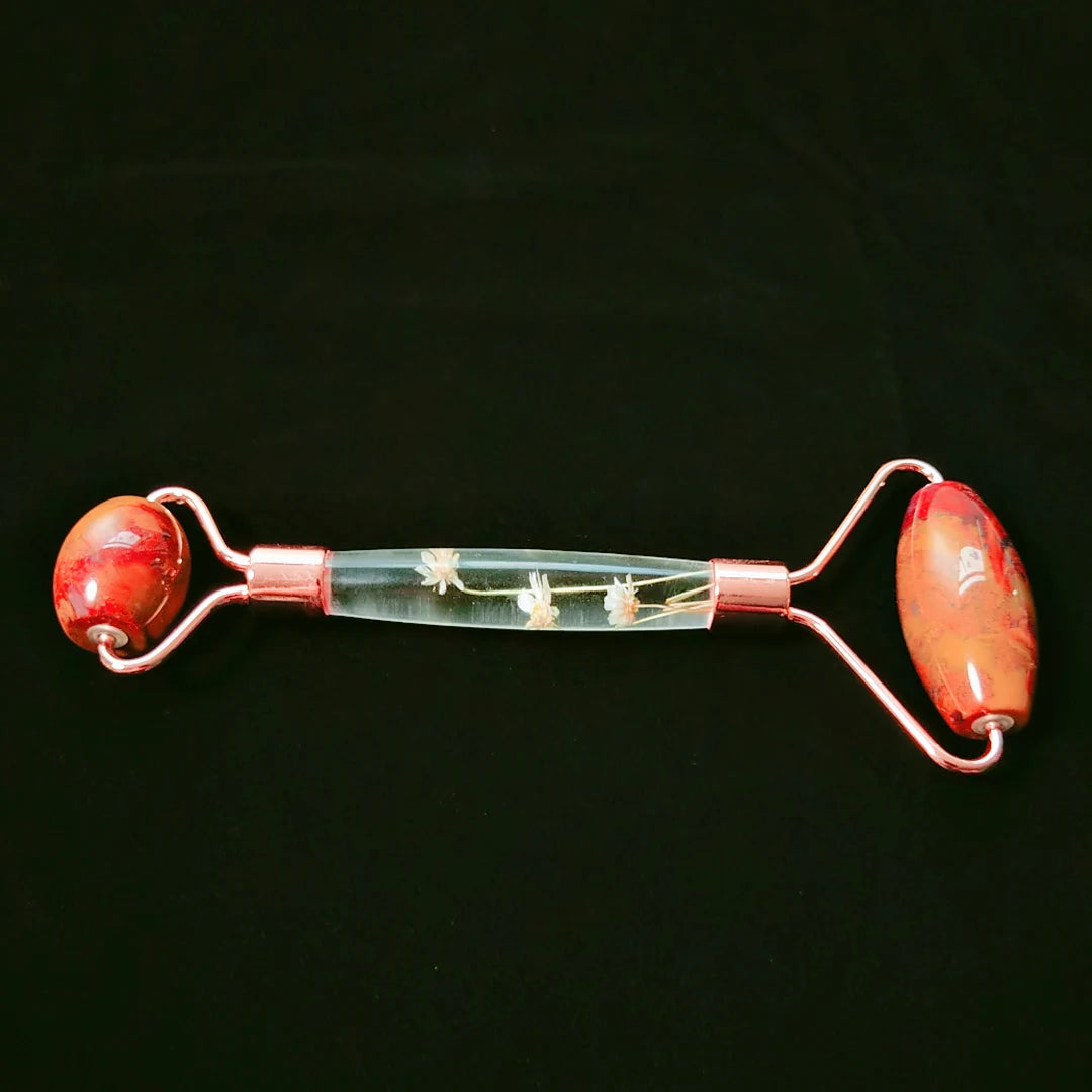 HY New style ocean agate flower handle facial roller for facial beauty