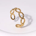 Beimai OEM Ring Fashion Popular Oval Hollow Waterproof 18k Gold Plated Stainless Steel Unisex Ring