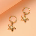 European and American New Design Gold Plated Stainless Steel Starfish Pendant Stud Earrings for Women Ear Buckles Eardrop