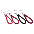 Sublimation PU Braided Rope Keychain with Coated Metal Insert Sheet Blanks Custom Keyring Red Color Rope Round Shape