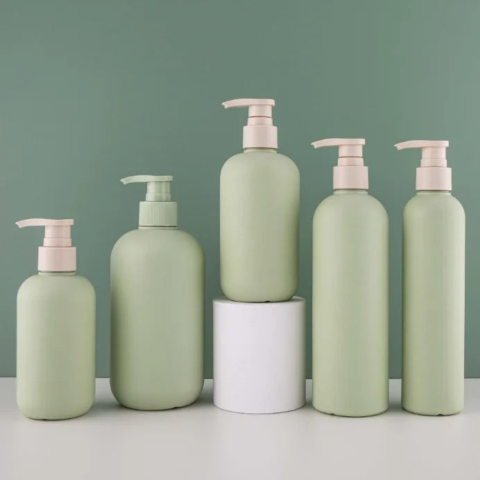 Wholesale 200/260/300/400/500Ml Green Shampoo Conditioner Pump Bottle Set Empty Cosmetic Lotion Flip Top Face Wash Bottle
