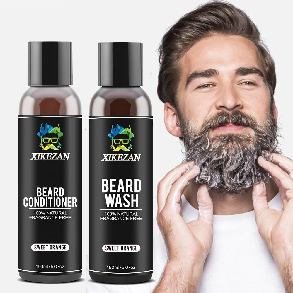 Black Men Shampoo and Conditioner Kit Moisturizing Argan Oil 100% Natural and Organic Beard Wash Shampoo