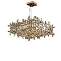 Adjustable Modern Round K9 Crystal Chandelier Single Head Gold Pendant Light with Switch Control Warm Cool White AC Power