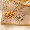 Fashion 18K Gold Plated Stainless Steel Gold Sun Pendant Necklace Titanium Steel Gold Filled Sun Women Necklace