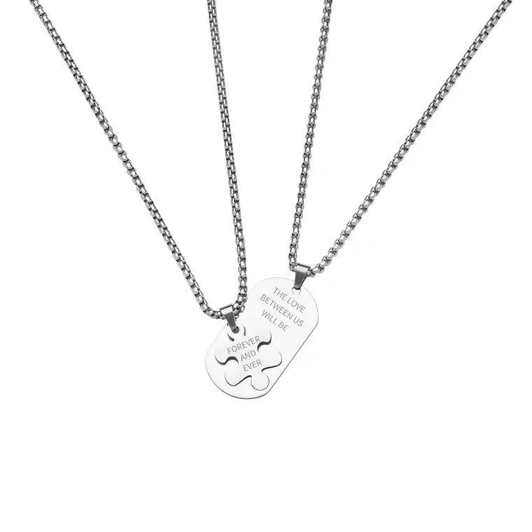 Stitching Square Brand Stainless Steel Necklace Pearl Fun Hip-Hop Style for Men Women Simple Personality Trendy Couple Tie-In