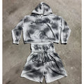 Custom Unisex Sweatsuits Cotton Jogger Suits 2 Piece Set Patchwork Windbreaker Plain Baggy Tracksuits for Men Hoodie Short Set