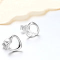 925 Sterling Silver Earrings Heart-shaped Plain Silver Earrings Wholesale Women's Korean Fashion Jewelry Earrings