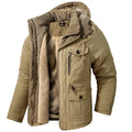 US Size Men's Plus Size Hooded Fleece Warm Winter Jacket with Multiple Pockets Casual Jacket Warm and Comfortable