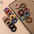 QIYUE Small Spiral Hair Ties Band  Elastic Telephone Cord Wire Hair Coils Hair Rubber Bands Ponytail Holder