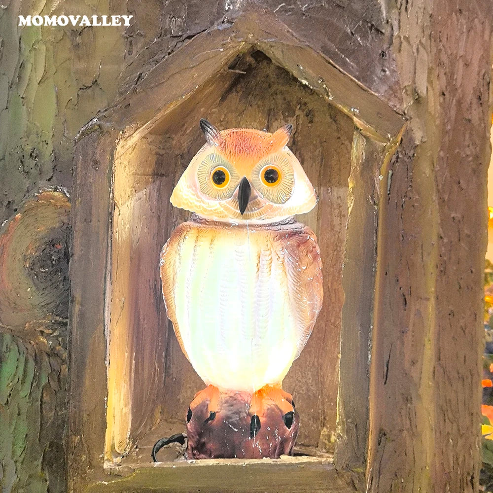 Momovalley LED Dynamic Owl Light Motion Activated Owl Decoration Lamp for Outdoor Garden Tree Display Themed Events