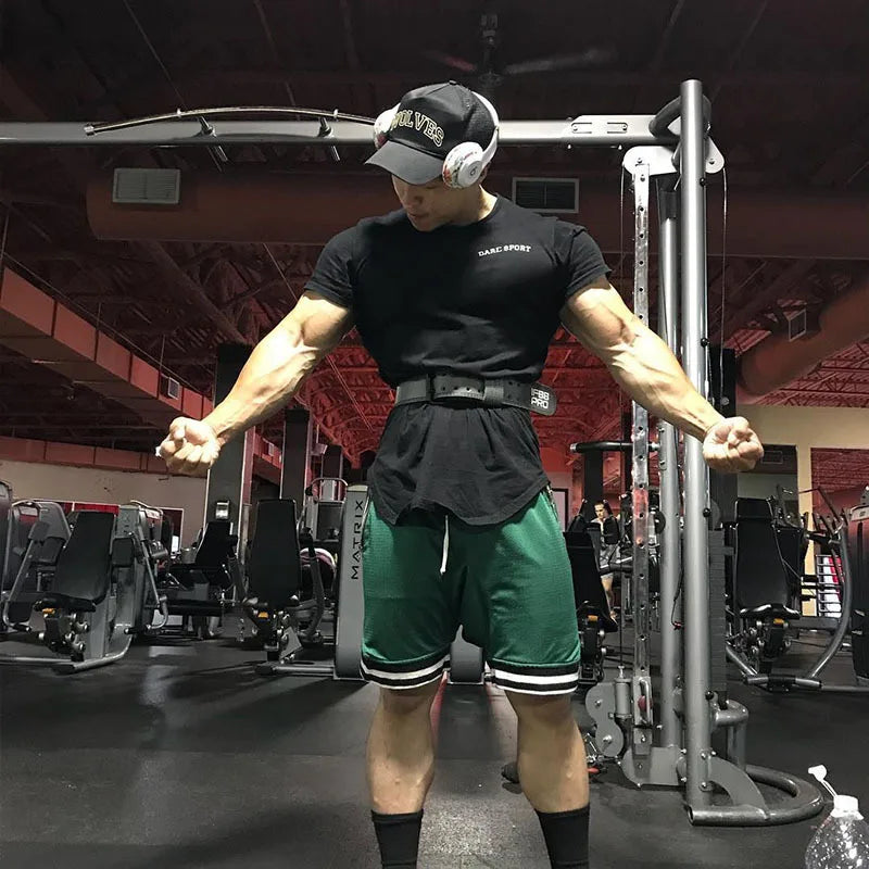 Men's Hot-Selling Elastic Waist Fitness Shorts Breathable Mesh Basketball Casual Shorts Quick-Drying Ventilated Leisure Hip Hop