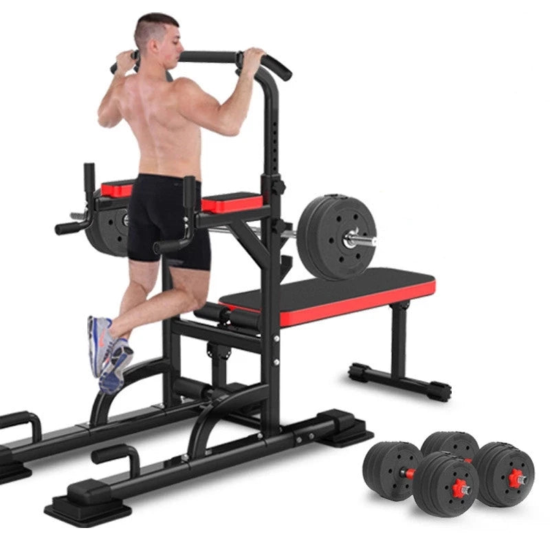 ZJFIT Home Gym Equipment Multi-Functional Power Tower Dip Station with Bench Metal Construction