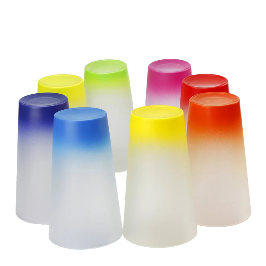 17oz Gradient Frosted Beer Glass Cup Transparent PP Heat Transfer Printed Glass Can Beer Glass Shaped Like a Can