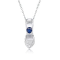 YBO Charming High-Heel Design Pendant 925 Sterling Silver Brilliant Cut Natural Blue Sapphire Micro-PavÃ© Setting Necklace Women