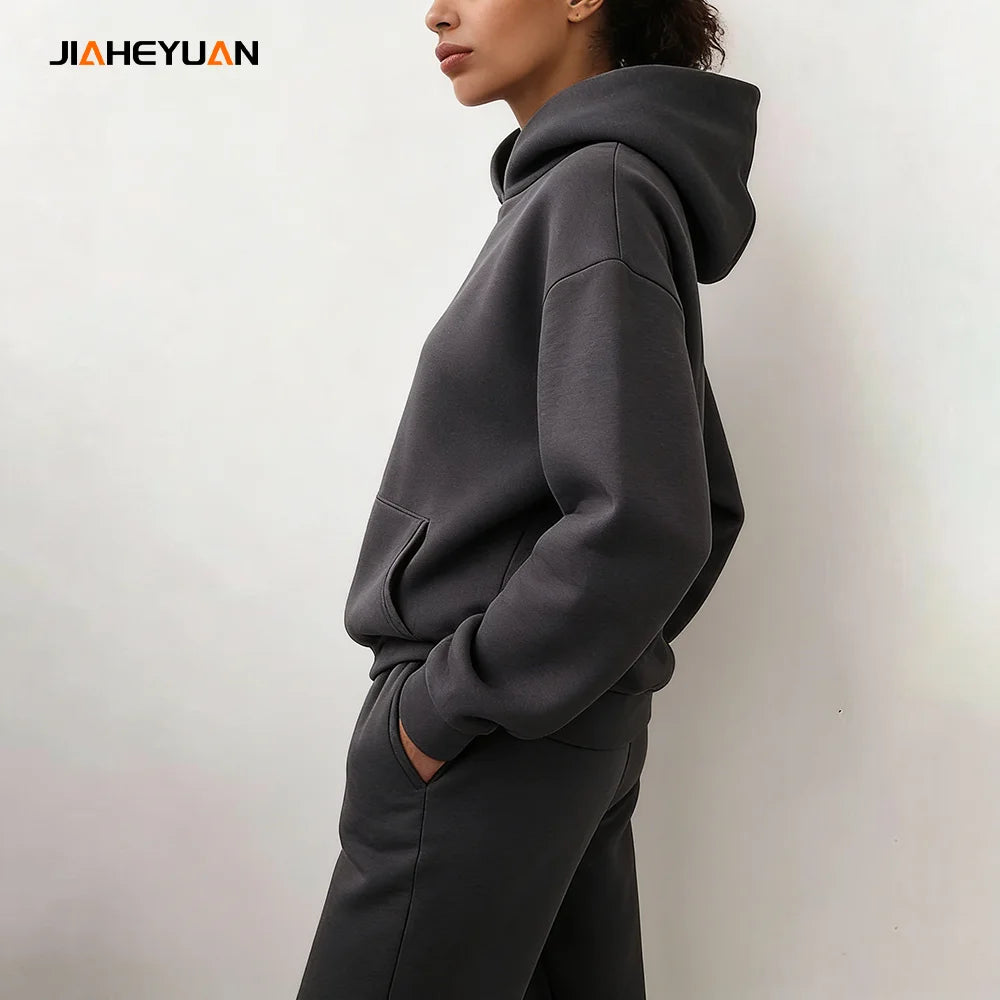 Custom Embroidered 2 Piece Women Sweatsuit Set High Quality Women Joggers Suits Set