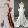 14482# Real Photos Strapless Wedding Gown Dress  for Birthday Party Women Prom Evening Dresses With Detachable Big Bow Train