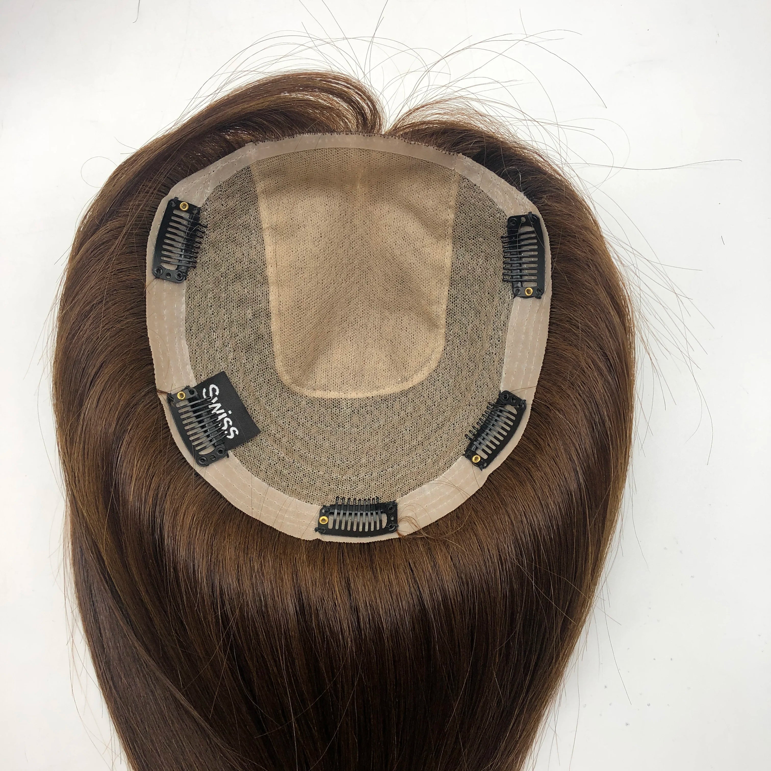 AU Brazilian Human Hair Female Hairpiece Clip in Hair Extensions Machine Weft Silk Topper for Women Hot Supplier
