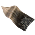 Real Remy Natural Ombre Balayage Human Clip in Hair Extensions