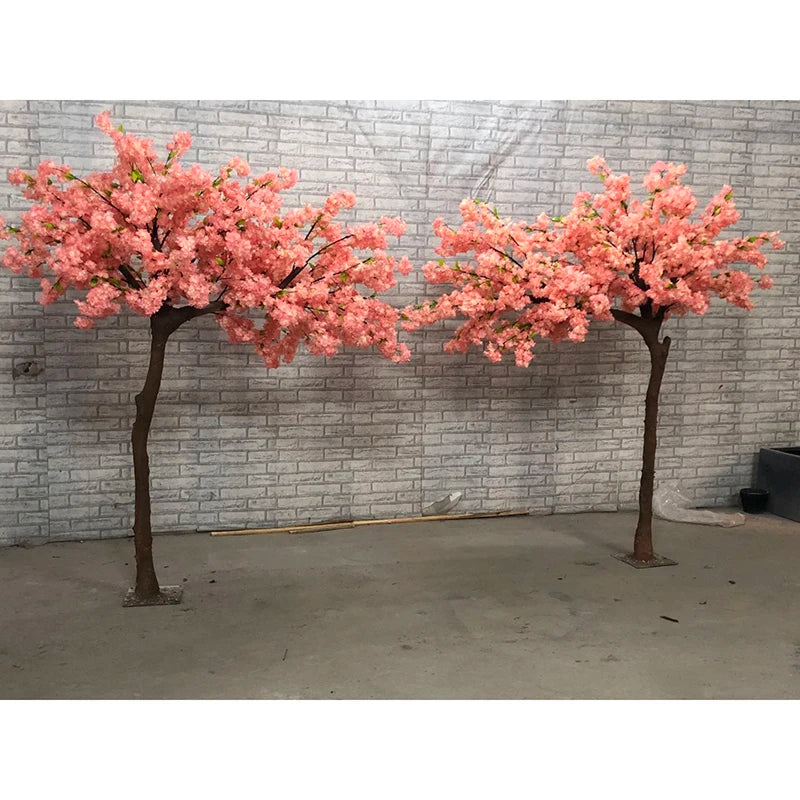YHSDB003 Cherry Tree 8 Feet Decoration Plant Customized Arched Tree Artificial Cherry Blossom Tree