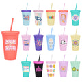 As 16 OZ 450 ML Double Layer Simple Pattern Frosted Straw Cup New Style Candy Color Drinkware Customized Options Available