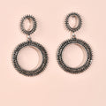 Kaimei 2022 Fashion Jewelry Vintage Black Diamond Drop Earrings for Women Geometric Round Circle Korean Indian Earrings Jhumka