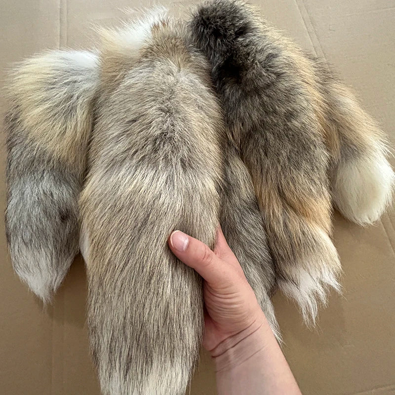 Luxury Real Fox Fur Tail Keychain Fluffy Soft Pompom Animal Fur Pendant Key Ring Holder for Cosplay Party and Gifts