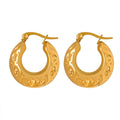 Fashion 316l Stainless Steel Hoop Earrings Gold Plated Texture Friendship Earrings