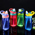 BPA-Free Plastic Cartoon Water Bottle for School Children 480ml Capacity Leak-Proof Portable Drink Bottles Straw for Boiling