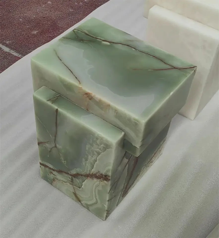 Luxury Custom Living Room Sofa Center Table with Center Side Modern Coffee Table Green Onyx Marble Side Table for Decoration