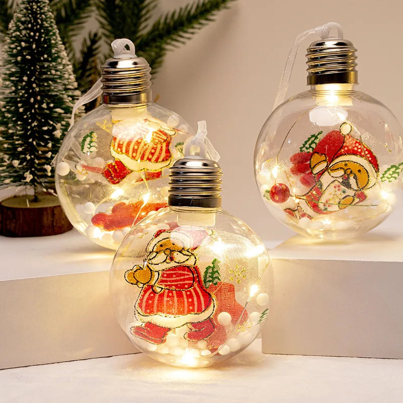 DREA 2023 New Christmas Tree Ornaments Plastic clear Christmas Decorations Balls With Lights