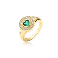 Valentine's Gift Brass Alloy Open Cuff Adjustable Zircon Heart Charm Finger Ring Jewelry Rings for Women